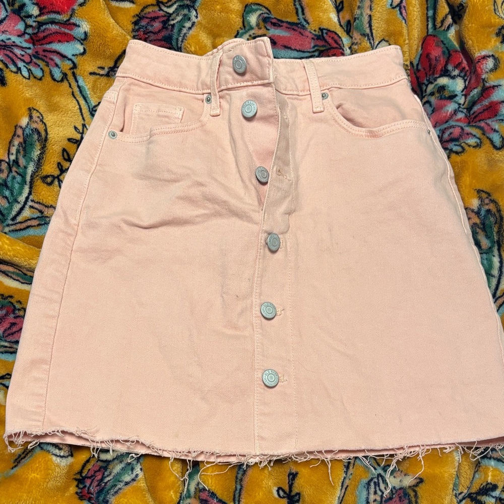 Old Navy Light Pink Button-Front Mini Skirt